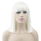 IMISSU Short Natural Cut Hair Cosplay Wig with Straight Bangs Halloween Costume Party Bob Wigs for Women (White)