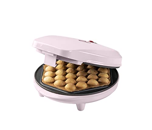 Bestron Bubble Waffle Iron, Waffle Maker for Bubble Waffles for Filling with Ice, Chocolate or Fruit, with Baking Light and Non-Stick Coating, 700 Watt, Colour: Pink