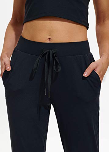 Libin Women's Joggers Pants Lightweight Running Sweatpants with Pockets Athletic Tapered Casual Pants for Workout,Lounge, 01-Black, Small