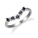 Gin and Grace 10K White Genuine Blue Sapphire Ring with Diamonds for women | Ethically, authentically & organically sourced (Round-Cut) shaped Sapphire hand-crafted jewelry for her | Sapphire Ring for women