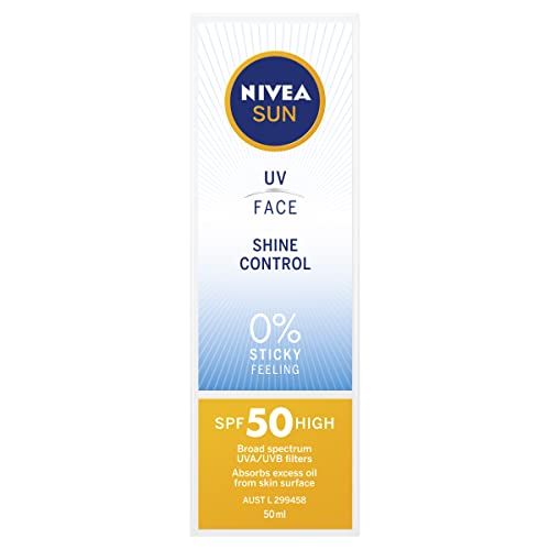 NIVEA SUN UV Face Shine Control Face Sunscreen SPF50 (50ml), Moisturising Face Sunscreen for Daily Use with SPF50, Immediate UVA/UVB Protection, Non-Greasy Sunscreen for Face