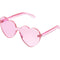 Maxdot Heart Shape Sunglasses Rimless Transparent Heart Glasses Colorful Party Favors, Light Pink, Medium