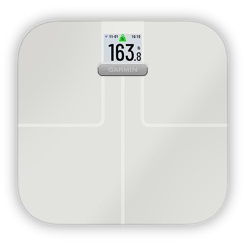 Garmin Index S2, Smart Scale with Wireless Connectivity, Measure Body Fat, Muscle, Bone Mass, Body Water% and More, White