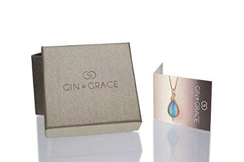 Gin and Grace 10K White Genuine Blue Sapphire Ring with Diamonds for women | Ethically, authentically & organically sourced (Round-Cut) shaped Sapphire hand-crafted jewelry for her | Sapphire Ring for women