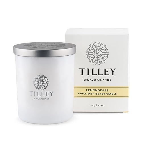 Tilley Classic White Lemongrass Soy Candle, 240 g/45 Hour