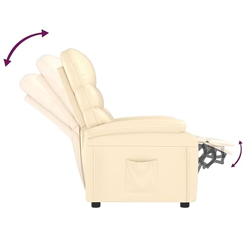 vidaXL Recliner Chair, Armchair with Adjustable Backrest and Footrest, Single Sofa Chair for Living Room Bedroom, Chaise Lounge, Cream Faux Leather