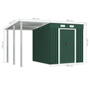 vidaXL Garden Shed with Extended Roof Outdoor Patio Storage Tool Workshop Shelter Carport Equipment Log Shade House Green 193cm Steel