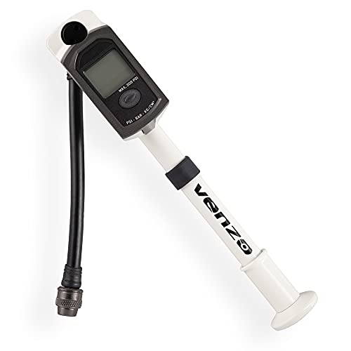 Venzo Bike Bicycle High Pressure Shock Pump -300 PSI Max- Fork & Rear Air Suspension with Digital Gauge - Great for Mountain Bike MTB Fork - Portable Mini Pump