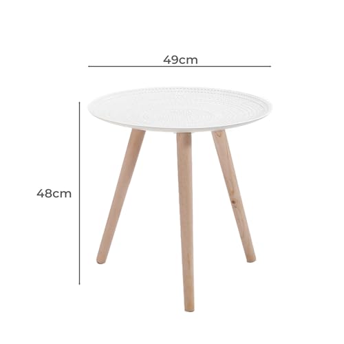 LEVEDE Round Side Table, Small End Table, Modern Coffee Tables, 3 Legged Bedside Table, Corner Plant Stand for Living Room, Bedroom, Office, Balcony, Cafe (49 x 48cm, White)