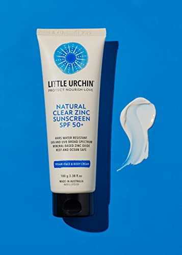 LITTLE URCHIN SPF 50+ Natural Clear Zinc Sunscreen 100g - Australian Made Reef Friendly Suitable For Sensitive Skin