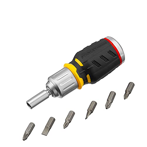 Stanley FMHT0-62688 Fatmax Stubby Ratchet Screwdriver (6 Bits), Black/Yellow, 219x99x49mm