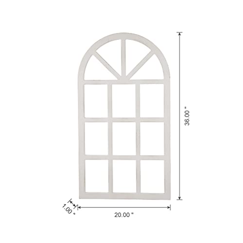glitzhome Window Frame Wall décor Rustic Arch Wooden Window Pane Country Farmhouse Decorations 36" H x 20" L