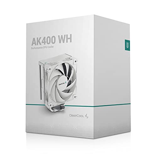 DeepCool AK400 White Performance CPU Cooler, 4 Heat Pipe Tower, High-Performance FDB Fan, 220W Heat Dissipation, Intel LGA1700/1200/1151 AMD AM4