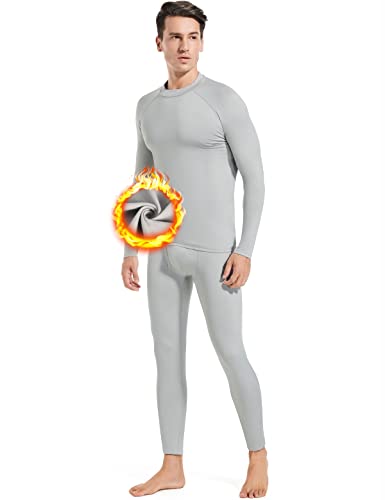 Men’s Thermal Underwear Fleece Lined Base Layer Long Johns Set Top and Bottom Winter Sports Suits