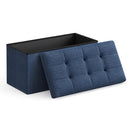 SONGMICS Storage Ottoman Bench, Chest with Lid, Foldable Seat, Bedroom, Hallway, Space-Saving, 80L Capacity, Hold up to 660 lb, Padded, Navy Blue ULSF47IN