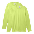 Hanes Men's Long Sleeve Cool DRI T-Shirt UPF 50+, Safety Green, Medium (Pack of 2)