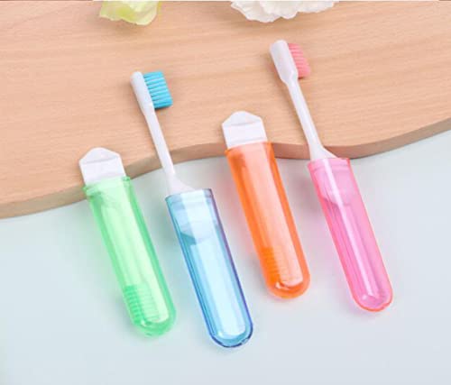 8 Pieces Travel Folding Toothbrush, BetterJonny 4 Colors Portable Toothbrush with Toothbrush Box Disposable Soft Bristle Mini Toothbrush Set Adult Kid Toothbrush Kit for Outdoor Camping School Home