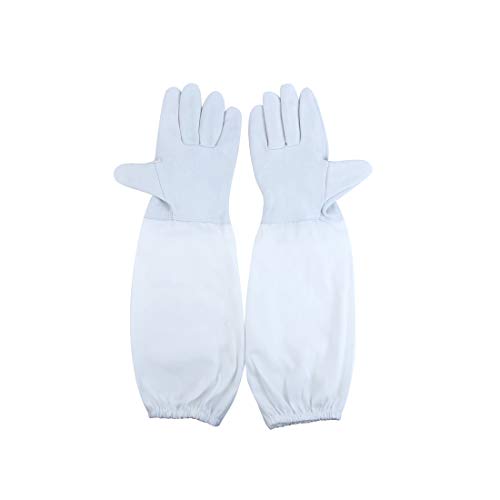 Goatskin Leather Beekeeping Gloves with Sleeves,Elastic Cuff (XL) Bee Keeping Apparel