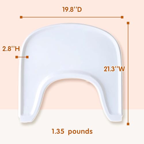 Baby High Chair Tray Compatible with Stokke Tripp Trapp Chair, Tripp Trapp Tray Replacement, Easy to Installa & Clean, BPA-Free Plastic, Suitable for Toddlers Aged 6-36 Months, White Baby Feeding Tray