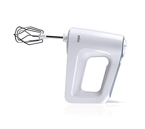 Braun MultiMix HM3100 electric hand mixer,500w, variable speed & turbo functioin, whisk & dough hooks, easy eject button, soft grip - white