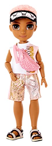 Rainbow High Pacific Coast Finn Rosado- Rose Gold Boy Fashion Doll with Pool Accessories playset, and Surfboard. Great for Kids 6-12 Years Old, (581888)