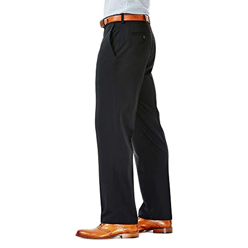 Haggar Men's Cool 18 Flat Front Pant Reg. and Big & Tall Sizes, Black, 44W x 32L