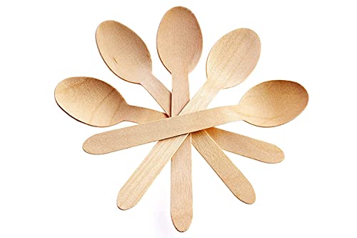 TAVICE Multi Pack Premium Disposable Wooden Cutleries - Spoon Biodegradable Compostable- 100% Smooth, Durable, Chemical-Free Disposable Knives - Eco Friendly Knives for Parties, Weddings, Camping… (SPOON 100 Pack)