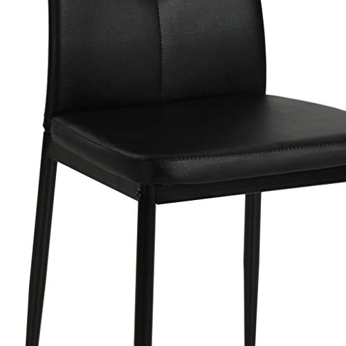 vidaXL Set of 6 Dining Chairs - Chic Black Faux Leather Upholstery with Crystal Embellishment and Wooden Frame