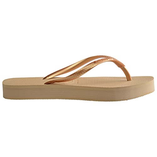 Havaianas Women's Slim Flatform Flip-Flop, Golden, 7/8 US