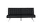 DHP Emily Futon Sofa Bed Modern Convertible Couch With Chrome Legs Quickly Converts into a Bed Black Faux Leather