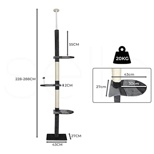 PaWz Cat Scratching Post Tree Condo Furniture Scratcher Tower 228-288 High Grey