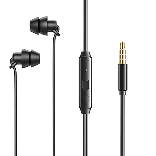 Anti-Noise Sleeping Headphones with Microphone Button Control Headset Noise Cancelling Earphone Supply Household, Double 3.5mm Black