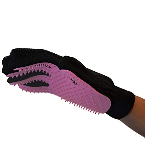 Zenify Cat Hair Remover Grooming Glove Mitt for Deshedding Fur from Cats, Kittens, Rabbits, Guinea Pigs (Light Pink - Right Handed)