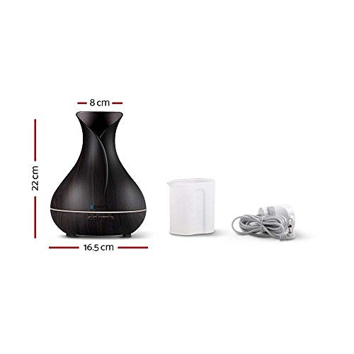 Devanti Aroma Diffuser, 400ml Air Humidifier Purifier Essential Oils Car Freshener Vaporizer Aromatherapy Diffusers Scent Booster Home Office Bedroom Humidifiers Steam, 7 Led Light Dark Wood