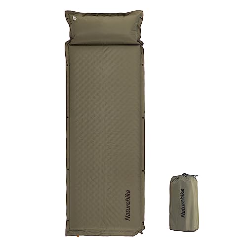 Naturehike Ultralight Sleeping Mat 6cm Thickness Backpacking Sleeping Pad with Pillow, Compact Inflatable Camping Air Mattress Pad for Camping,Sleeping,Backpacking,Travel,Hiking (Green)