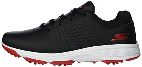 Skechers Men's Torque Waterproof Golf Shoe, Black/Red Sole, 12.5 Wide