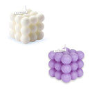 2 Pcs Bubble Candle Home Decoration Purple and White Bubble Candle Handmade Cube for Bedroom Bathroom Decorations Soy Candles Aesthetic Set