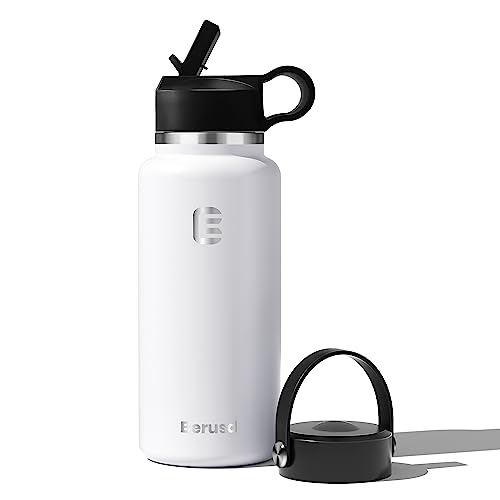 Berusd Insulated Water Bottle, Leak Proof, Vacuum Insulated Stainless Steel Sports Water Bottle, Double Walled, Travel Cup Thermo Mug Drink Flasks, Metal Canteen,Pure