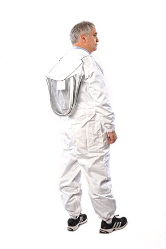 FOREST BEEKEEPING SUPPLY Premium Cotton Beekeeping Suit with Fencing Veil Suitable for Beginner & Commercial Beekeepers Brass Zippers Thumb Straps Hive Tool Pockets-Medium