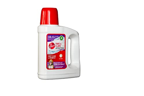 Hoover Paws & Claws Anti-Bacterial, Disinfects & Deodorizes Pet Messes, Deep Cleans & Kills Germs, Carpet Cleaning Solution, 1 Litre