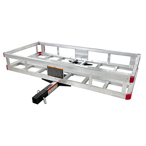 MaxxHaul 70108 49" x 22.5" Hitch Mount Aluminum Cargo Carrier with High Side Rails for RV's, Trucks, SUV's, Vans, Cars with 2" Hitch Receiver - 500-lb Load Capacity, Grey