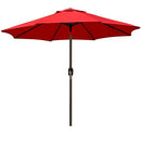 Blissun Patio Umbrella Aluminum Manual Push Button Tilt and Crank Garden Parasol (9ft Manual, Red)