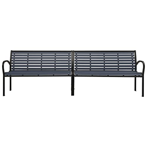 vidaXL Twin Garden Bench Outdoor Patio Backyard Lounge Terrace Balcony Yard Park Seating Seat Furniture 251 cm Steel and WPC Black