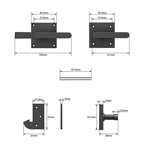 Sdstone Double Sided Gate Latch for Wooden Fence Heavy Duty,Aluminum Swinging Door Latch Gate Hardware,Black
