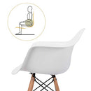 CangLong Natural Wood Legs Mid Century Modern DSW Molded Shell Lounge Plastic Arm Chair for Living, Bedroom, Kitchen, Dining, Waiting Room, Set of 1, White