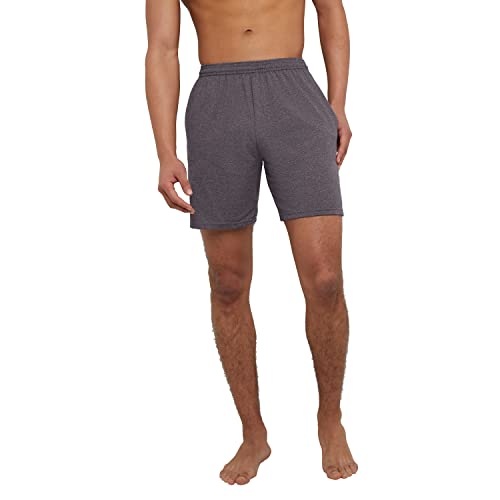 Hanes Men's Jersey Short with Pockets, Charcoal Heather, XXX-Large