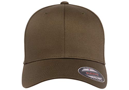 Flexfit Men's Wooly Combed Twill Fitted Baseball Cap, Olive, Large-X-Large