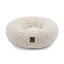 Charlie's Boucle Style Ultra - Soft Teddy Fleece Round Donut Calming Dog Cat Pet Sofa Bed Head and Neck Support - Cream Small 58.5x58.5x18cm