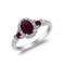 Gin & Grace 14K White Gold Mozambique Genuine Ruby Ring With Diamonds For Women Ethically, Authentically & Organically Sourced (Oval-Cut) Shaped Ruby Hand-Crafted Jewelry For Her Ruby Ring For Women