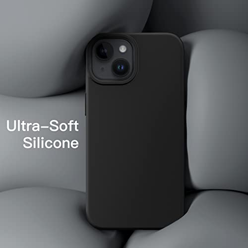 JETech Silicone Case Compatible with iPhone 13 6.1-Inch, Silky-Soft Touch Full-Body Protective Case, Shockproof Cover with Microfiber Lining (Black)